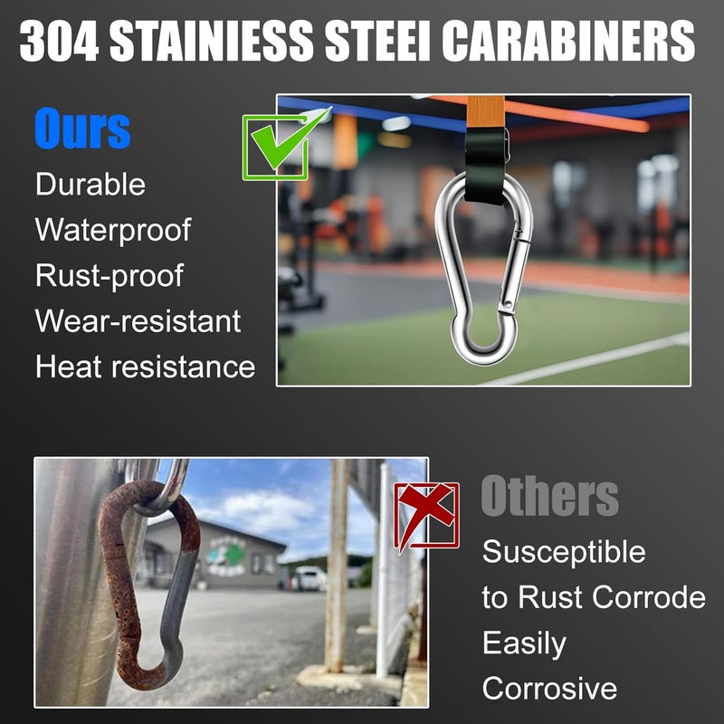 EFFIET 3.15 Inches 4 Inches Stainless Steel Carabiner for Gym Equipment Connection, Heavy Duty Spring Snap Hook Clips Buckle for Gym Exercise, Punching Bags, Hiking, Camping - Image 3